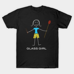 Funny Women Glassblowing Illustrated Glass Girl Stick Figure T-Shirt
